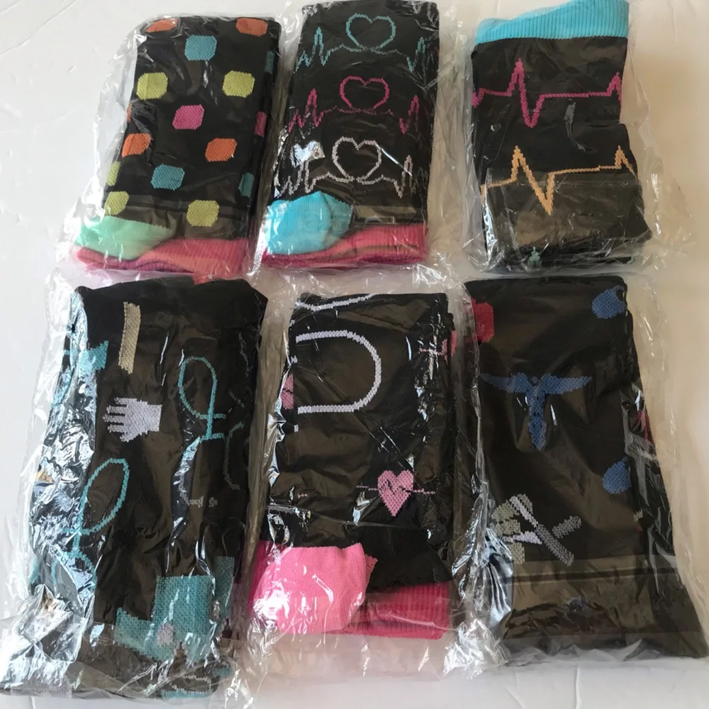 New size Large / XL Nurse Medical Healthcare Themed Compression Socks Lot Of 6